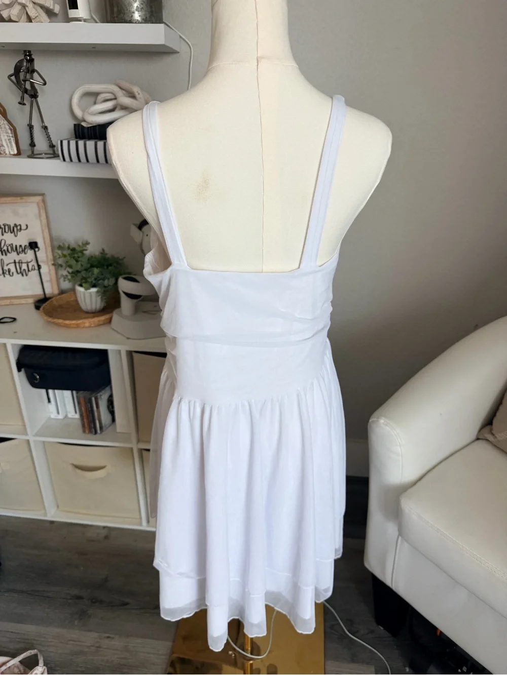 Amazon White Sleeveless V-Neck Mini Dress